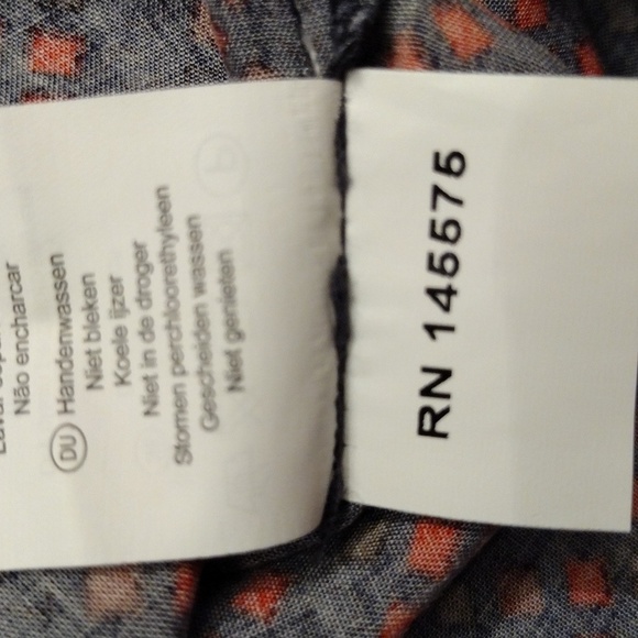 Color Block Long Sleeve Mini Dress, Size Small, Steel Blue/Red & Tan Design - Picture 10 of 10